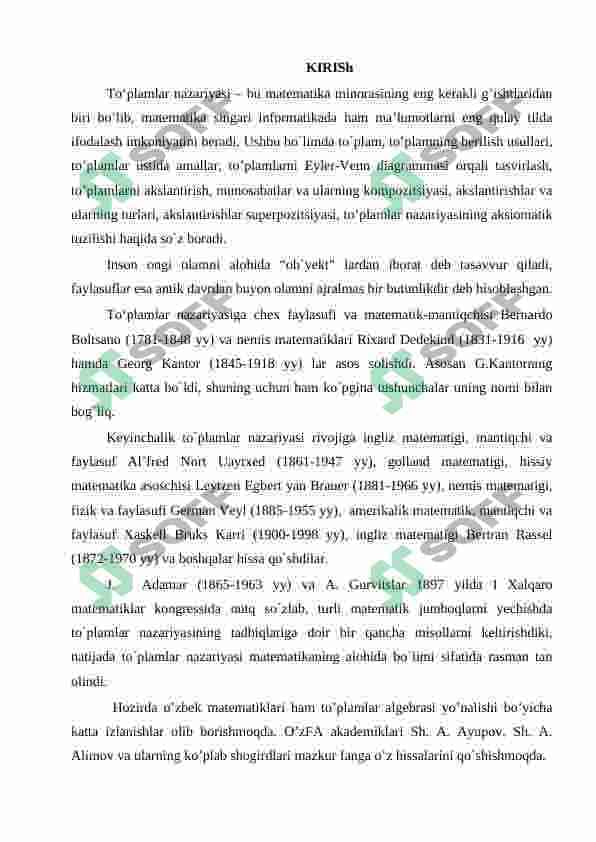 Ekvivalentlik munosabati. Turli tipdagi to‘plamlarda munosabatlar (do’stlik munosabati, qarindoshlik munosabati) 3
