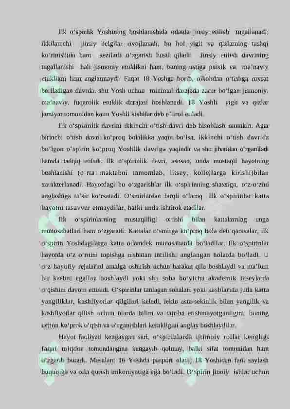 ILK O'SPIRINLIK VA O'SPIRINLIK  DAVRIDA PSIXIK RIVOJLANISH   XUSUSIYATLARI 4