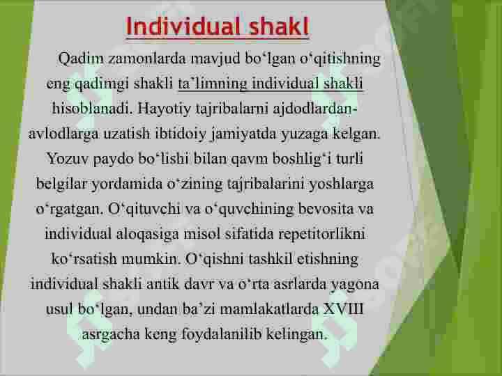 Ta'limni tashkil etish shakllari va turlari 4