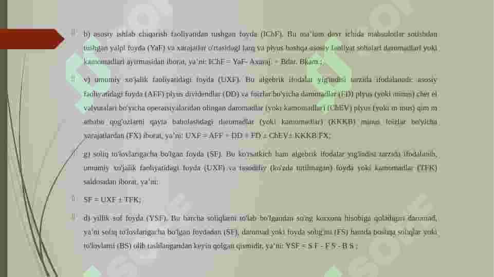 Kichik biznes va tadbirkorlik subyektlarining moliyaviy faoliyati tahlili. 5