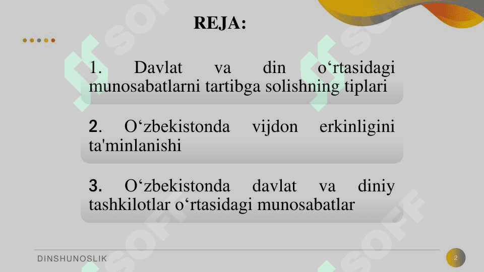 Oʻzbekistonda davlat dini va uning tashkilotlari bilan 2