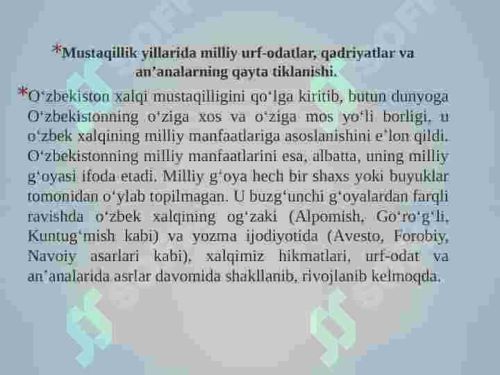 Ma'naviy hayotdagi o‘zgarishlar, madaniy taraqqiyot muammolari 6