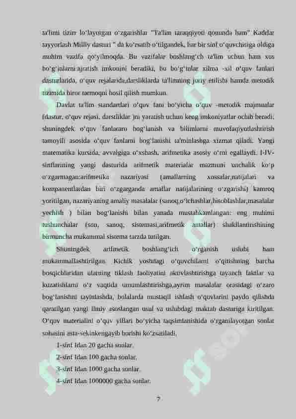 Boshlang‘ich sinf matematika darslarida arifmetik amallarni o‘rgatish metodikasi 7