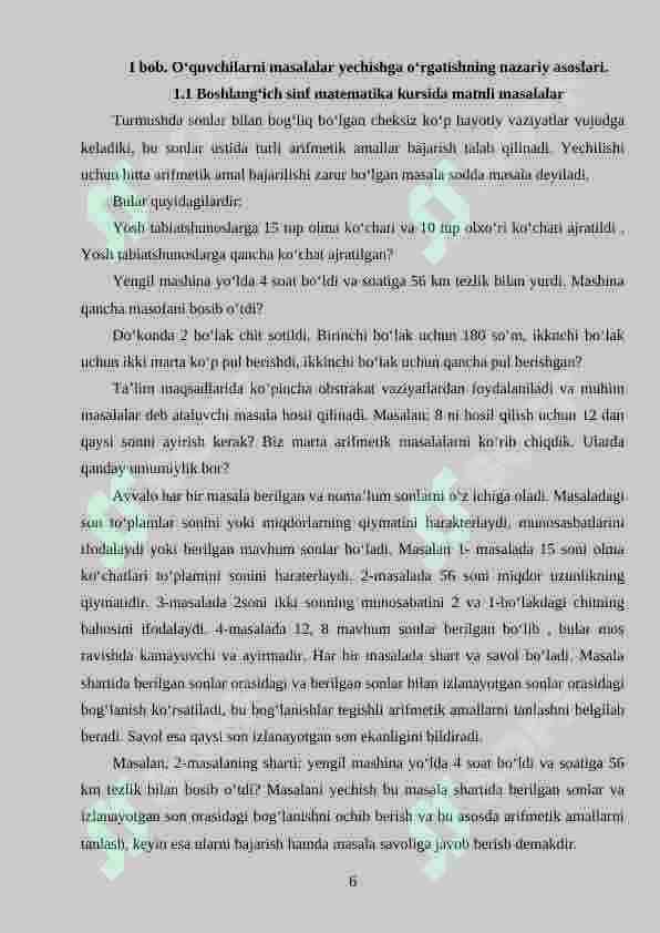Boshlang‘ich sinf o‘quvchilariga tarkibli masalalarni yechishga o‘rgarish 6
