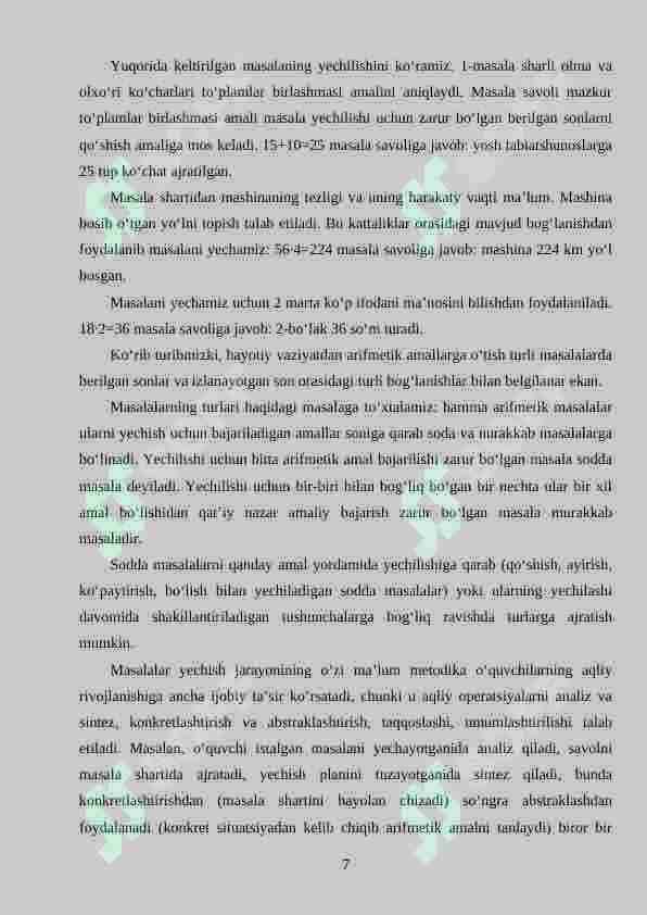 Boshlang‘ich sinf o‘quvchilariga tarkibli masalalarni yechishga o‘rgarish 7