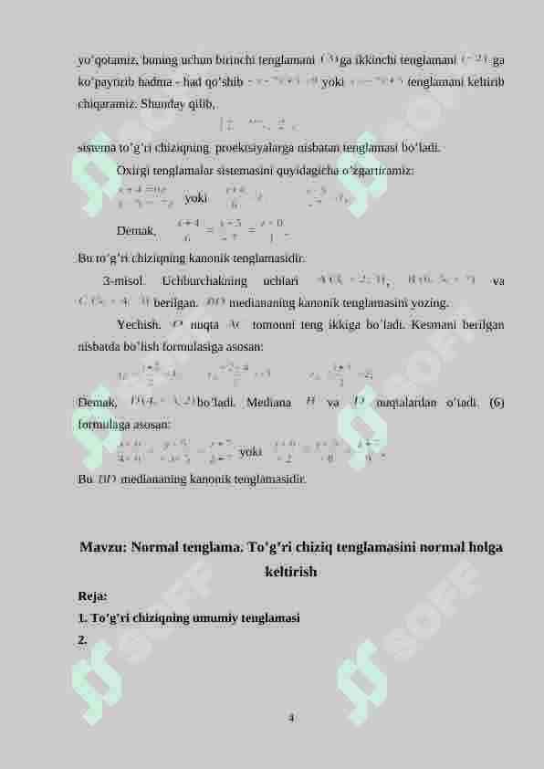 To’g’ri chiziqning parametrik tenglamasi 4