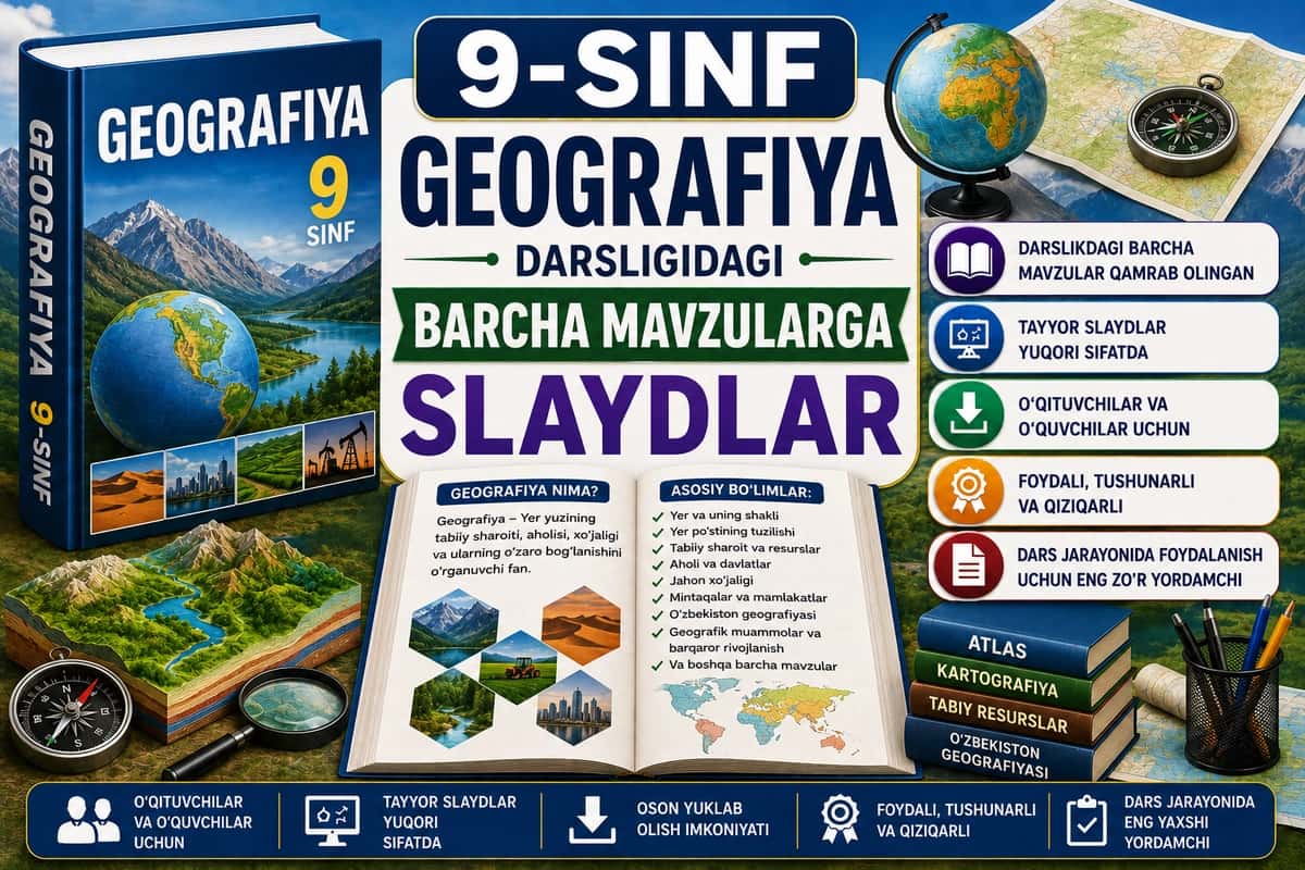 9-sinf Geografiya darsligidagi barcha mavzularga slaydlar 1