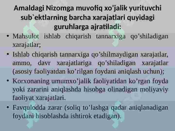 Mahsulot ishlab chiqarish va davr xarajatlari tahlili 7