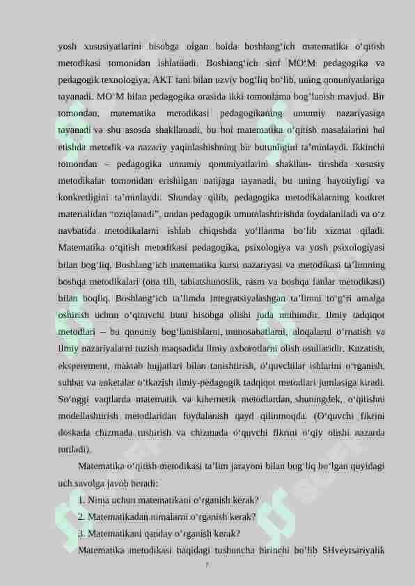 Boshlang‘ich sinf o‘quvchilariga vaqtga doir masalalarni yechishni o‘rgatish metodikasi 7