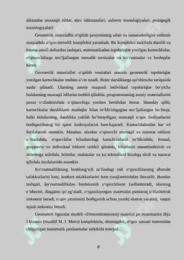 3-sinf o‘quvchilariga geometrik materiallarni o‘rgatishda interfaol metodlardan foydalanish 8