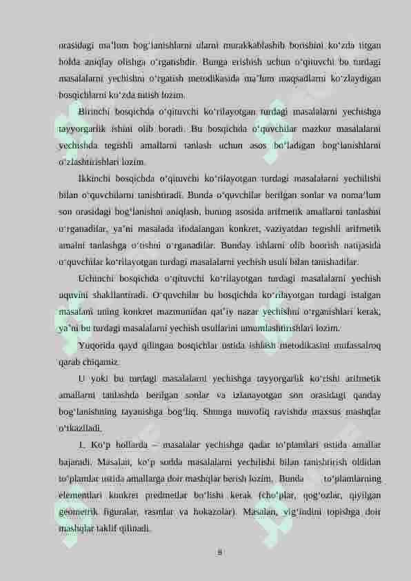 4-sinf o‘quvchilariga masalalarni o‘rgatish metodikasi 8