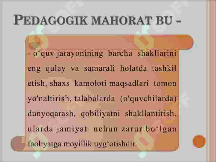 Pedagogik mahorat asoslari va uning tarkibiy qismlari 2