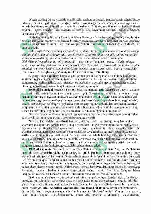 MA‟NAVIY HAYOTDAGI O`ZGARISHLAR, MADANIY TARAQQIYOT MUAMMOLARI. 6