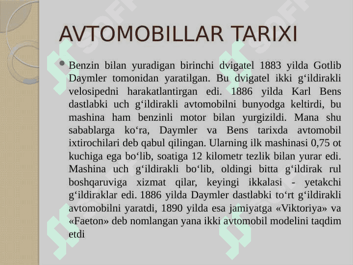 AVTOMOBIL OCHIQ DARS 3