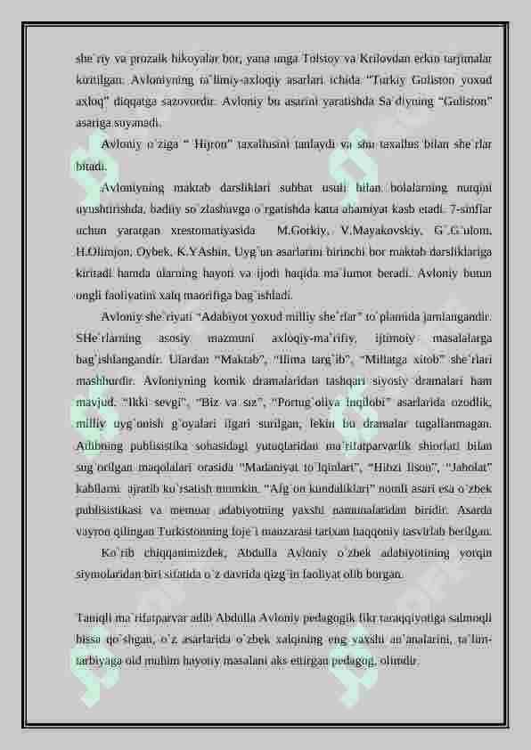 Abdulla Avloniy hayoti va ijodi referat (rasmsiz) 4