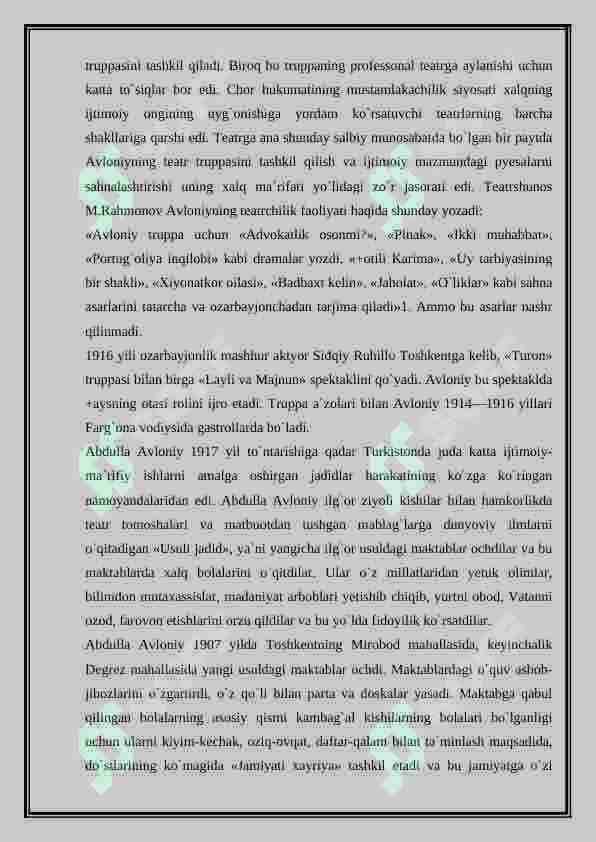 Abdulla Avloniy hayoti va ijodi referat (rasmsiz) 6