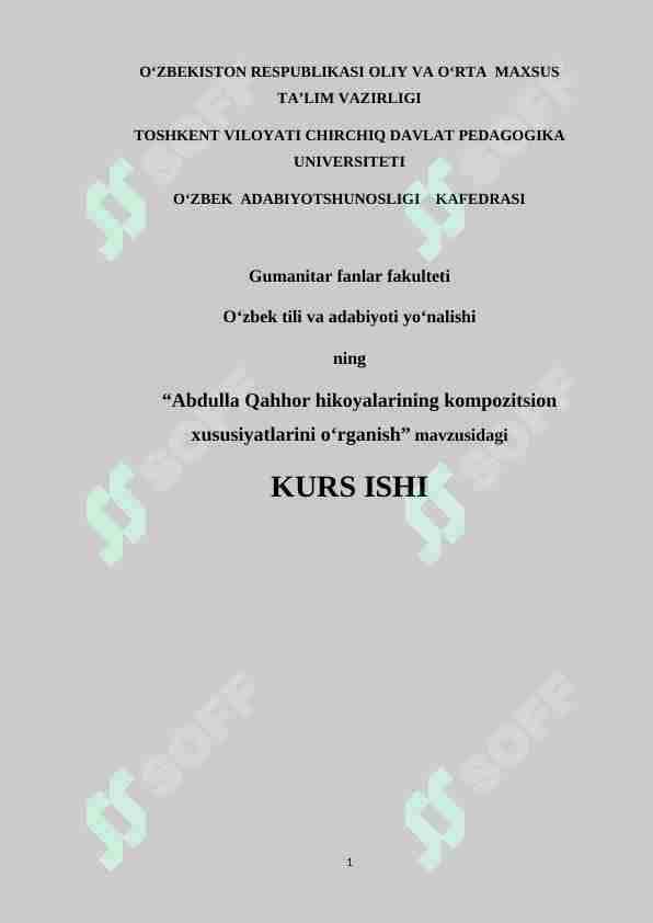 Abdulla Qahhor hikoyalarining kompozitsion xususiyatlarini o‘rganish