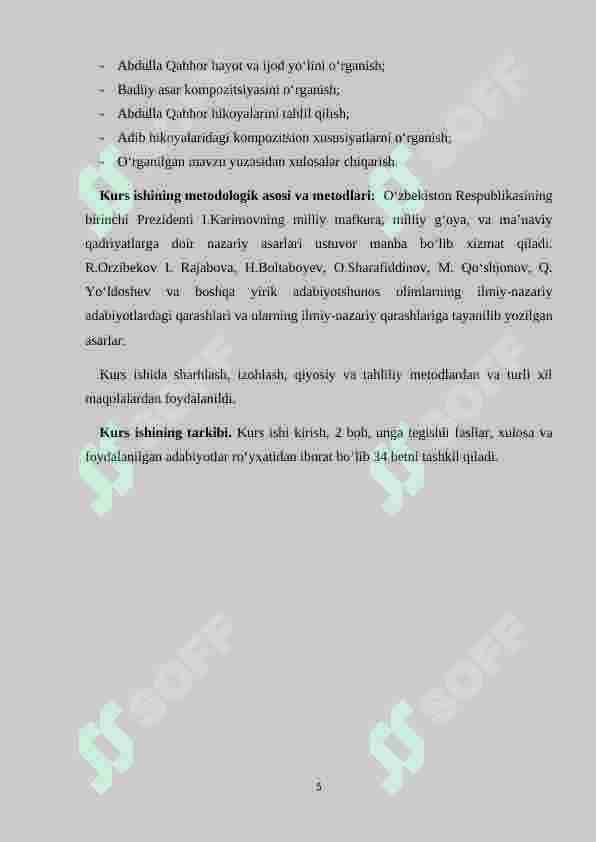Abdulla Qahhor hikoyalarining kompozitsion xususiyatlarini o‘rganish 5