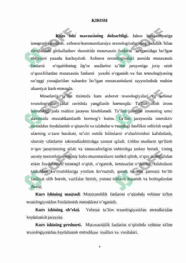 Mutaxassislik fanlarini o‘qitishda vebinar ta'lim texnologiyasidan foydalanish metodikasi 4