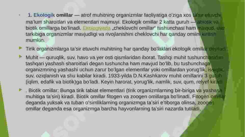 Ekologik omillar. Ekologiyani biznesga tasiri 3