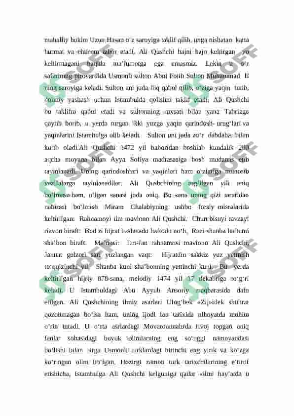 ALOUDDIN ALI IBN MUHAMMAD AL-QUSHCHNING HAYOTI VA ILMIY  MEROSI 2