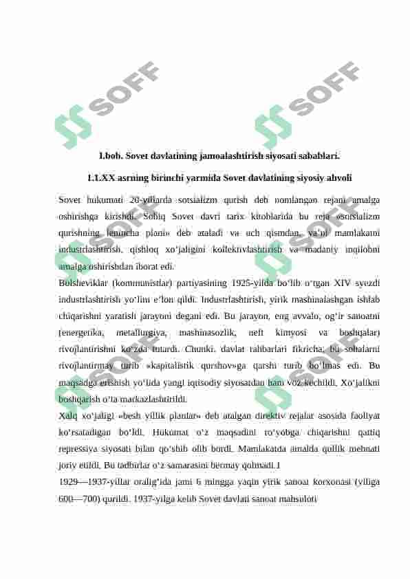 XX asrning 20-yillarida qishloq xo'jaligini jamoalashtirish va uning oqibatlari 5