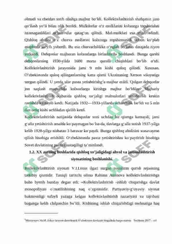 XX asrning 20-yillarida qishloq xo'jaligini jamoalashtirish va uning oqibatlari 7