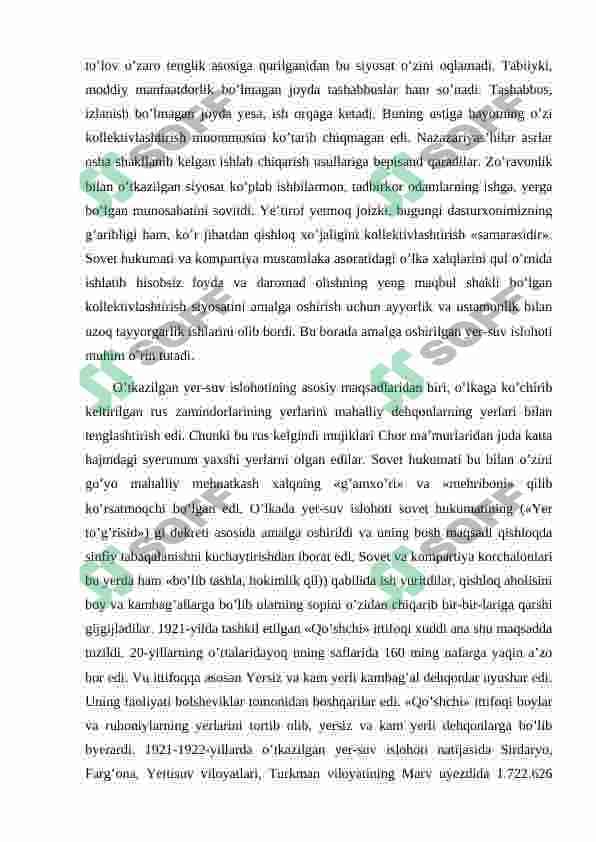 XX asrning 20-yillarida qishloq xo'jaligini jamoalashtirish va uning oqibatlari 8