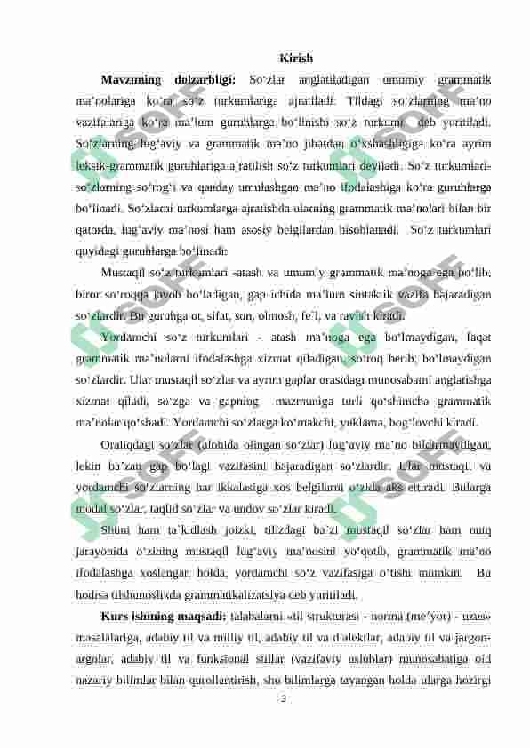 Alohida olingan so'z turkumlari 3