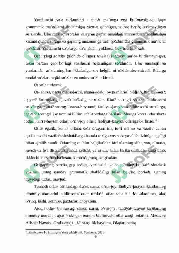 Alohida olingan so'z turkumlari 6