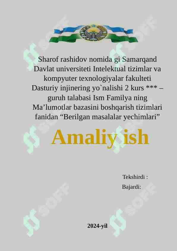Berilgan masalalar yechimlari