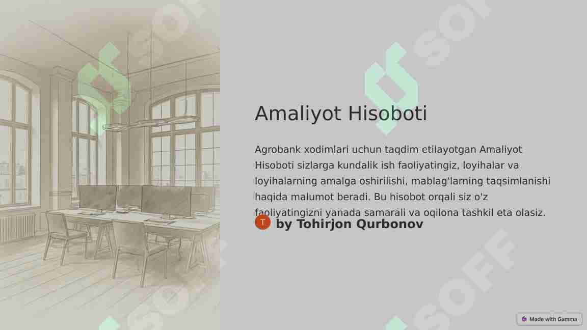 Amaliyot hisoboti agrobank