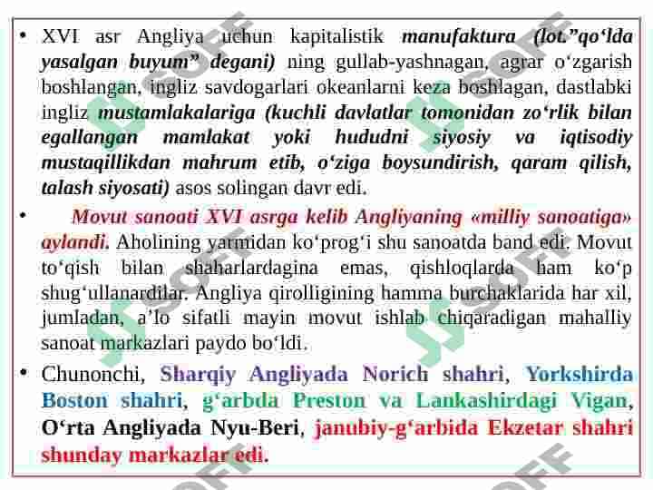 XVI asr  XVII asr boshlarida Angliya 4