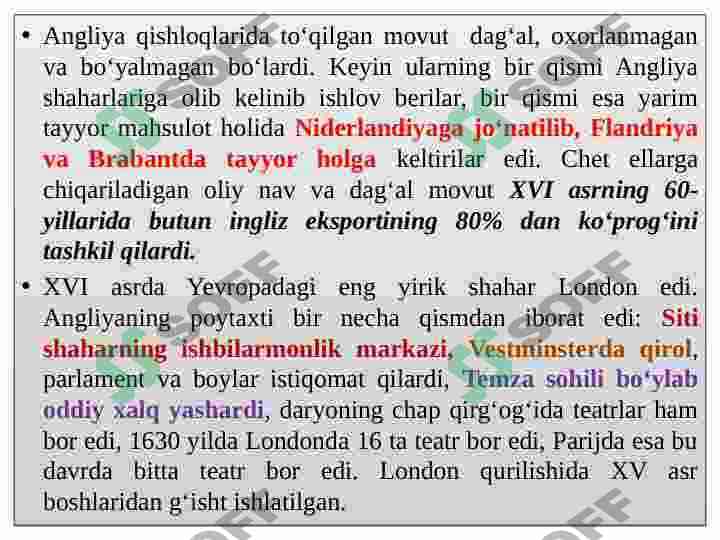 XVI asr  XVII asr boshlarida Angliya 5