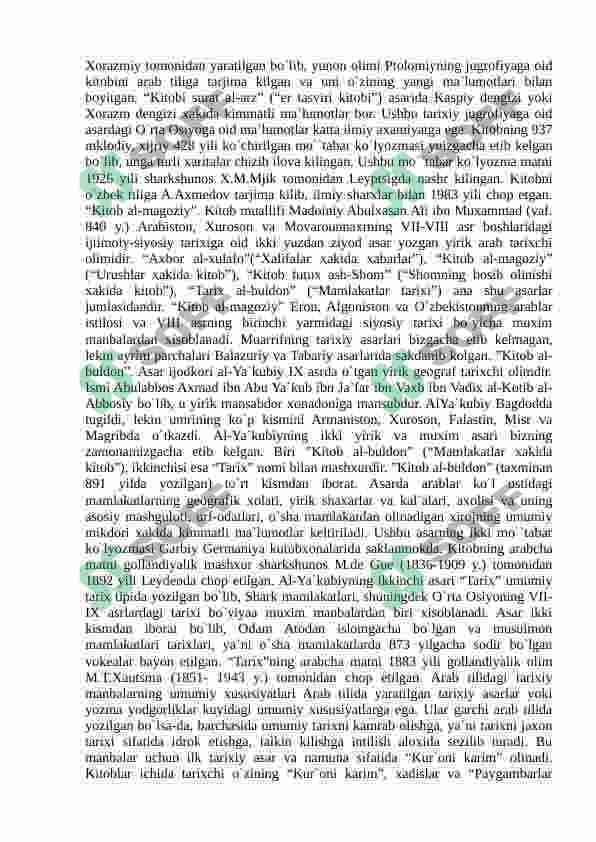 Arab manbalarida Oʻrta Osiyoning lX-Xll asrlar tabiiy tarixiy geografiyasiga oid maʼlumotlar 8