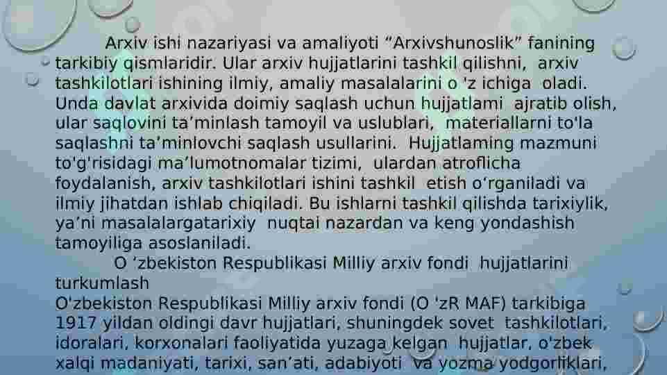 О‘zbekiston Respublikasi tarixini yozishda arxiv hujjatlarining о‘rni 2