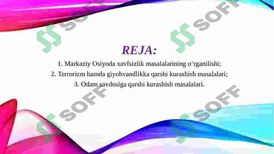 Markaziy Osiyoda xavfsizlik masalalari, terrorizm, giyohvandlik va odam savdosiga qarshi kurashda O’zbekistonning roli 3
