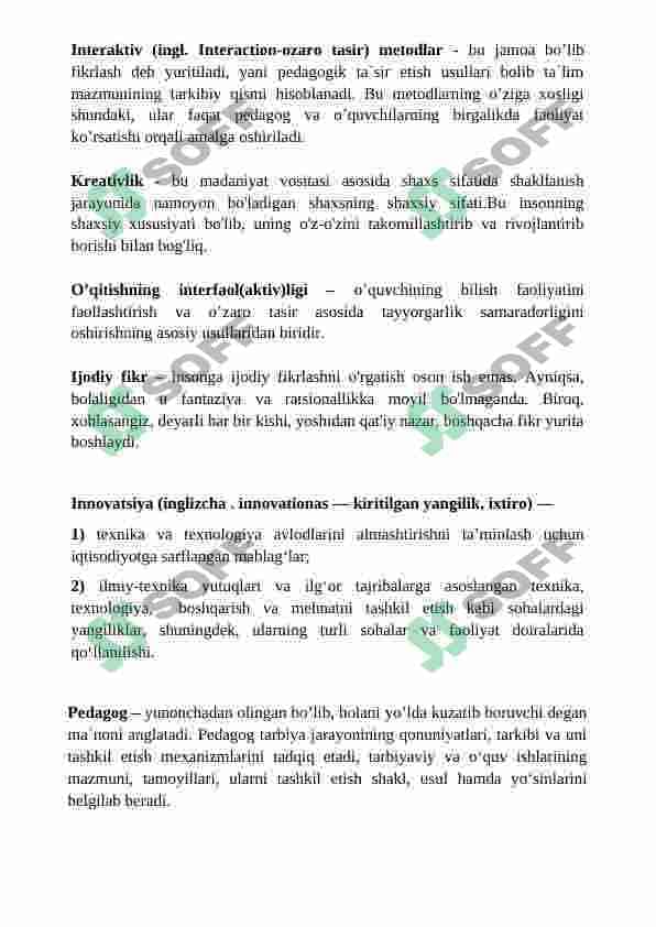 Boʻlajak oʻqituvchilarning kreativ qobiliyatini rivojlantirish (TEZIS) 2