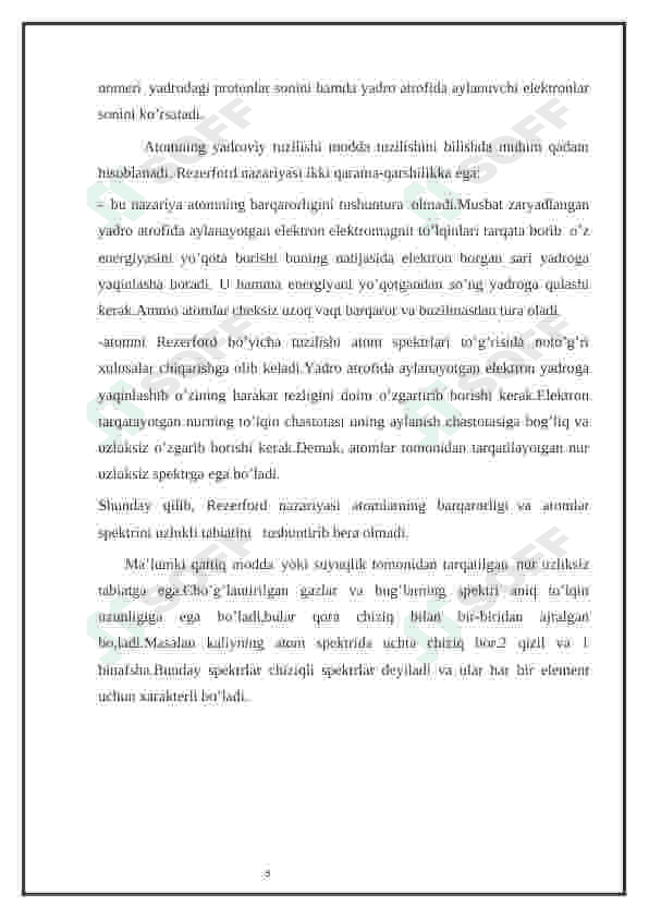 Atom tuzilishi. Elementlarning davriy jadvali. O'zbekistonda kimyo sanoatining rivojlanishi 6