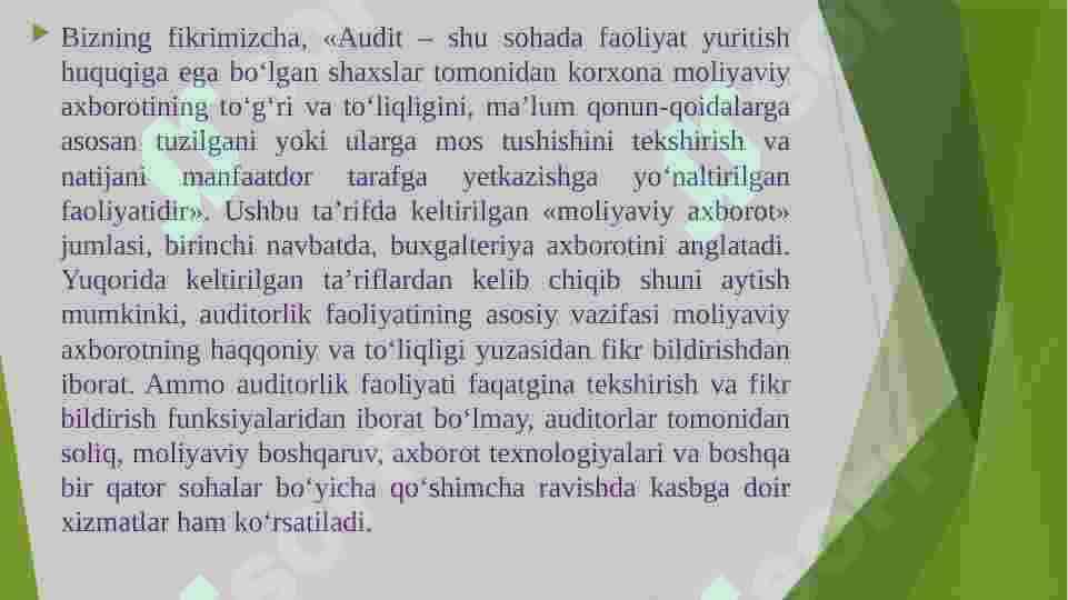 AUDITGA KIRISH 8