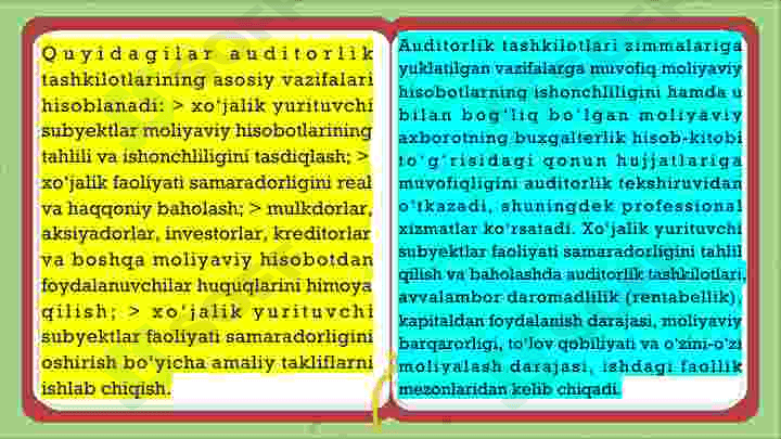 Auditorlik tashkilotlari va  auditorlarning mustaqilligi 5
