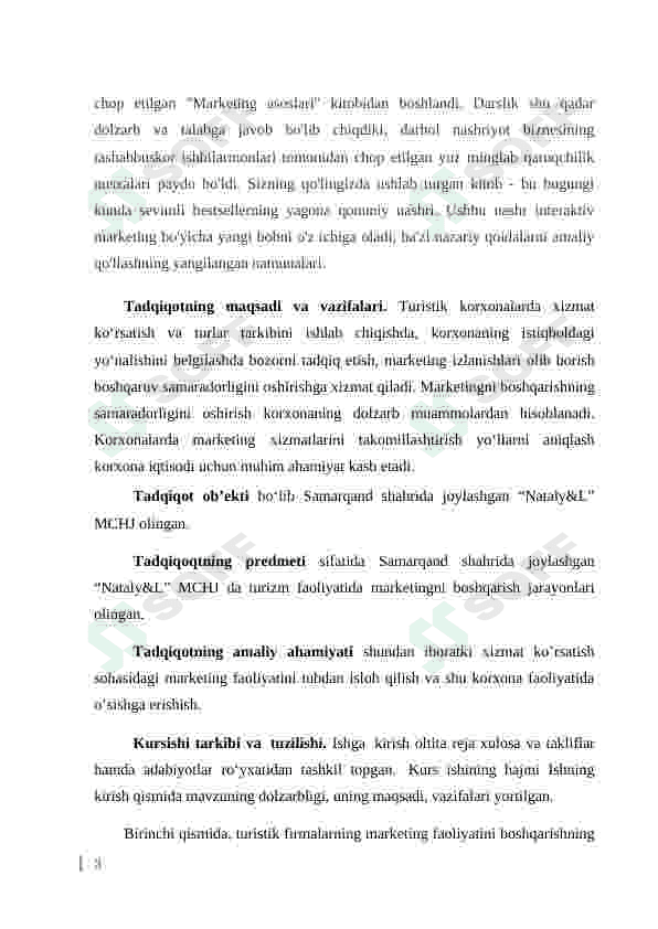 Xizmat ko’rsatish sohasida marketing faoliyatini tashkil etish 3