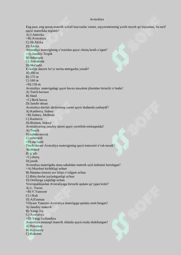 Avstraliya va okeyaniya test