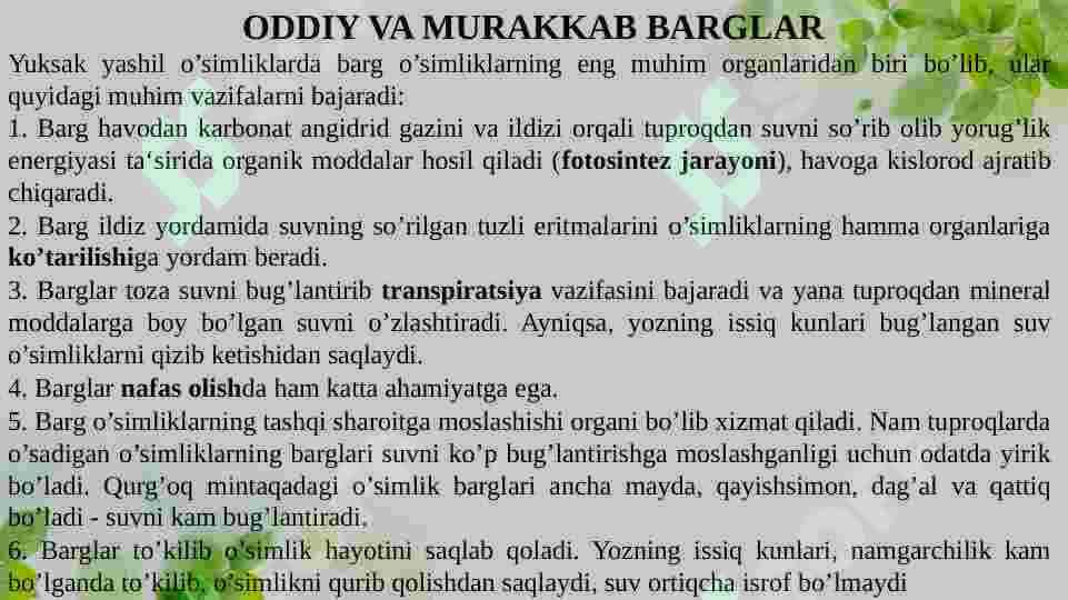 BARGNING VAZIFASI, TUZILISHI, TIPLARI 4
