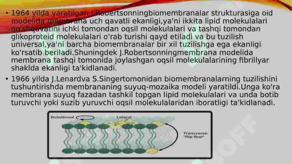 Ikki qavatli lipid membranalari. Bir va ikki qavatli suniy membranalar, ionlarning induksiyalangan transporti 5