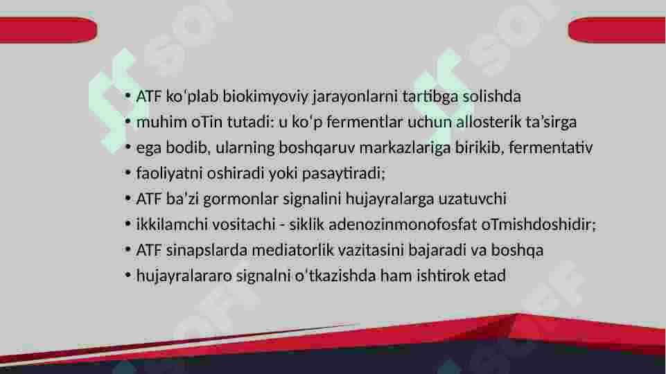 Energiya almashinuvinibg boshqarilishi 6