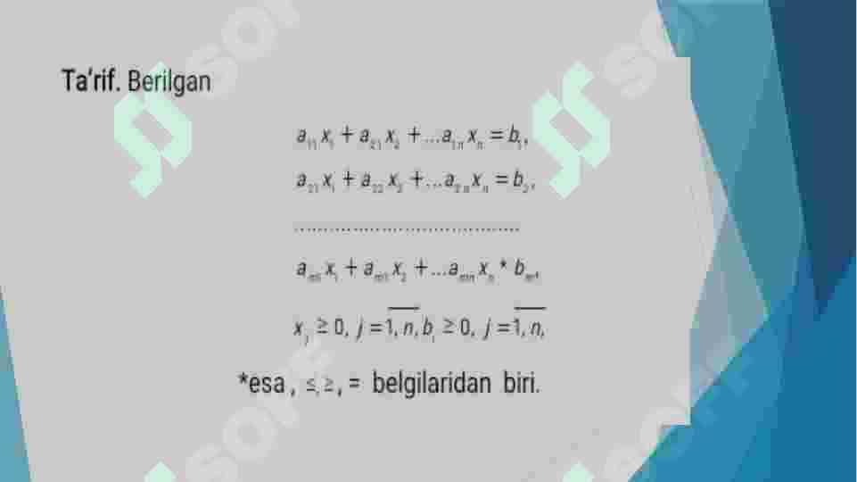 Chiziqli  programmalashtirish  masalasining kompyuter texnologiyalari yordamida yechish 4