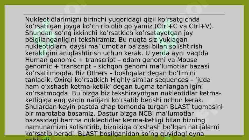 Primer BLAST da ishlash ketma ketligi 5
