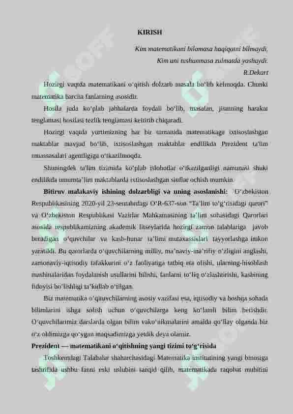Hosila uning iqtisodiy geometrik va mexanik ma`nolari. Differensiallash qoidalari. Murakkab funksiyaning hosilasi. Teskari funksiyani hosilasi mavzusini o‘qitish metodlari 6