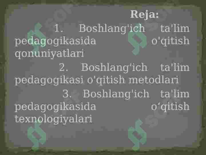 Boshlangʻich taʼlim pedagogikasining umumiy asoslari 2